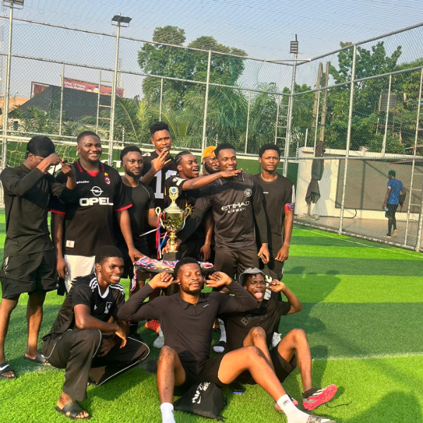 Squad celebration on the pitch